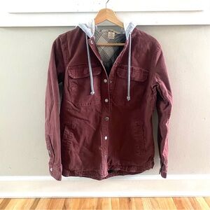 Duluth Trading Women's DuluthFlex Fire Hose Lined Shirt Jac Brown Hood Size XS